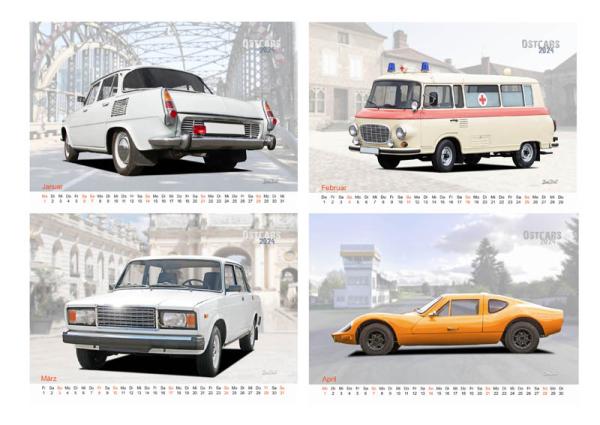 A2 Wandkalender 2024 mit Motiv von OstCars